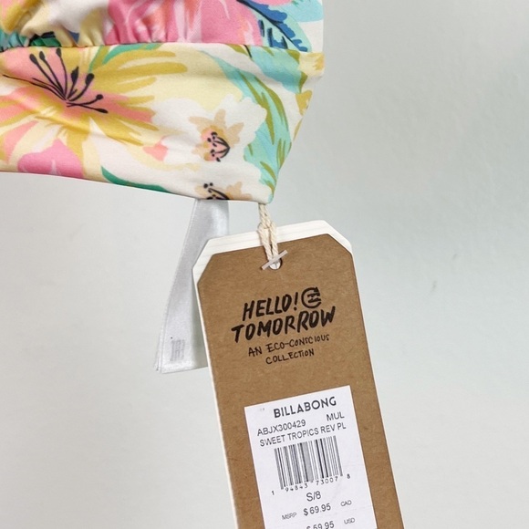 NWT Billabong Sweet Tropics Reversible Plunge Bikini Top - Picture 8 of 10